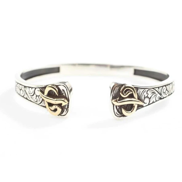 925 Ayar Gümüş Elif Vav Harfli Erkek Bilekliği - Resim 2