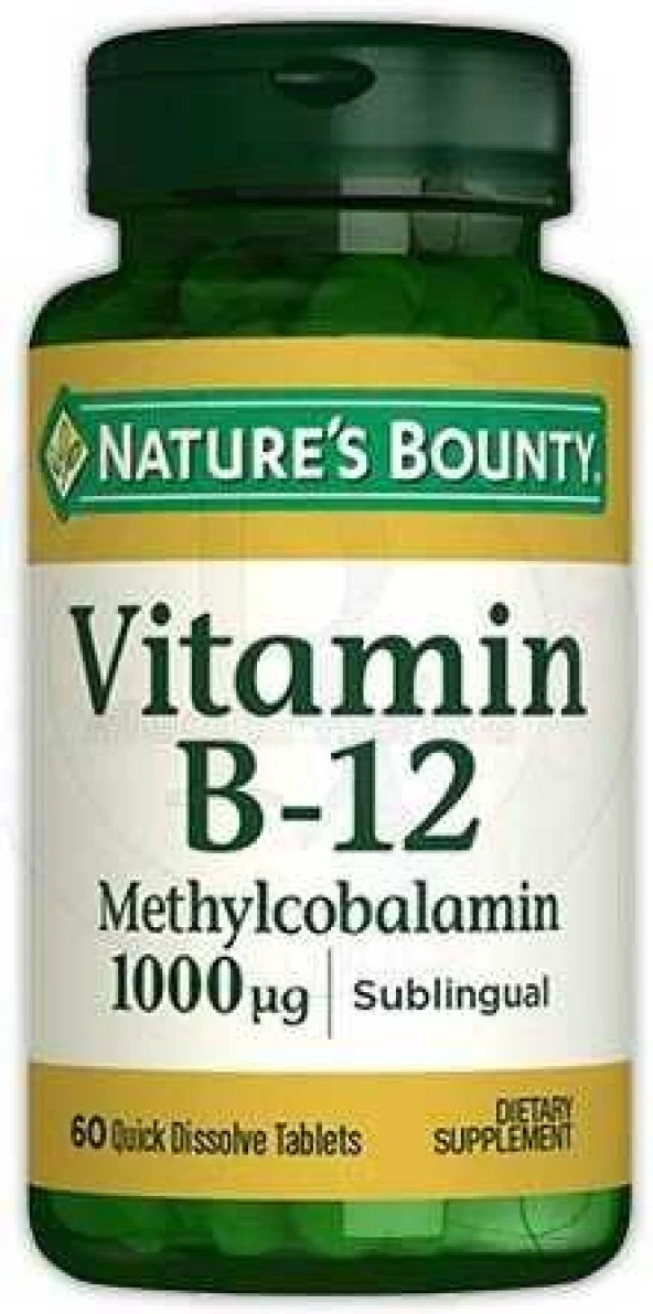Nature's Bounty Vitamin B12 Methylcobalamin 1000 mcg 60 Dilaltı Tablet - Resim 2