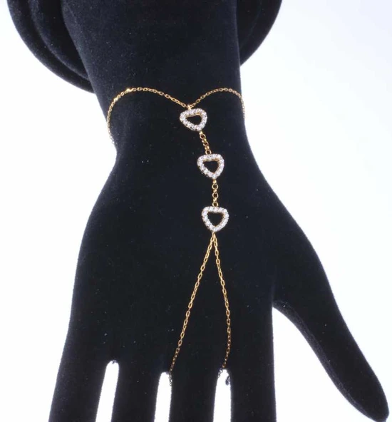 925 Ayar Gümüş Kalp Modeli Şahmeran Bileklik, Sarı - Resim 6