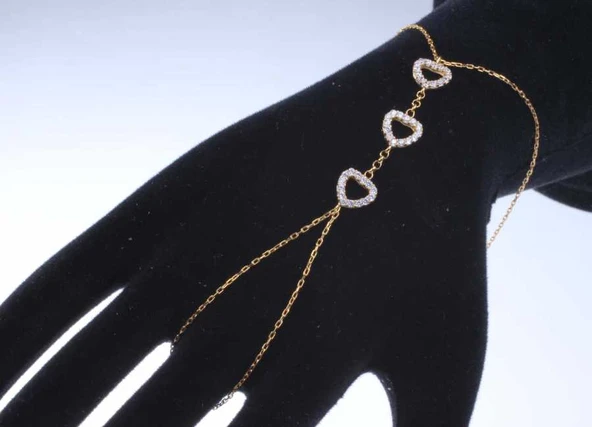 925 Ayar Gümüş Kalp Modeli Şahmeran Bileklik, Sarı - Resim 4