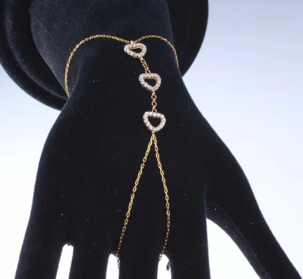 925 Ayar Gümüş Kalp Modeli Şahmeran Bileklik, Sarı - Resim 5