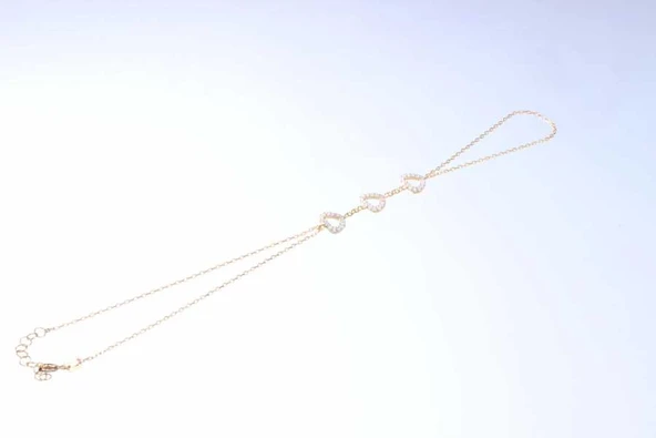 925 Ayar Gümüş Kalp Modeli Şahmeran Bileklik, Sarı - Resim 2