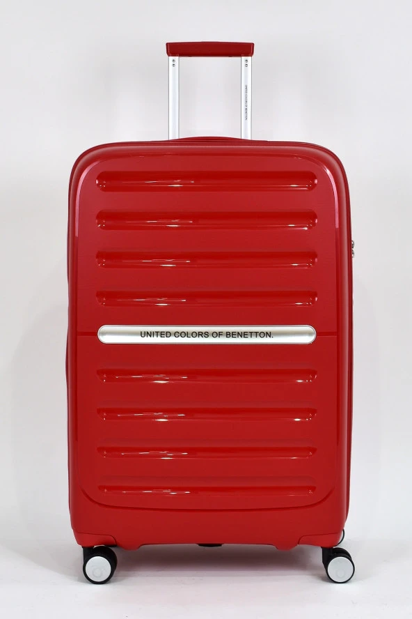 United Colors Of Benetton Kırılmaz Polipropilen 2'li Valiz Seti Büyük Boy - Kabin Boy Kırmızı BNT1000 - Resim 2