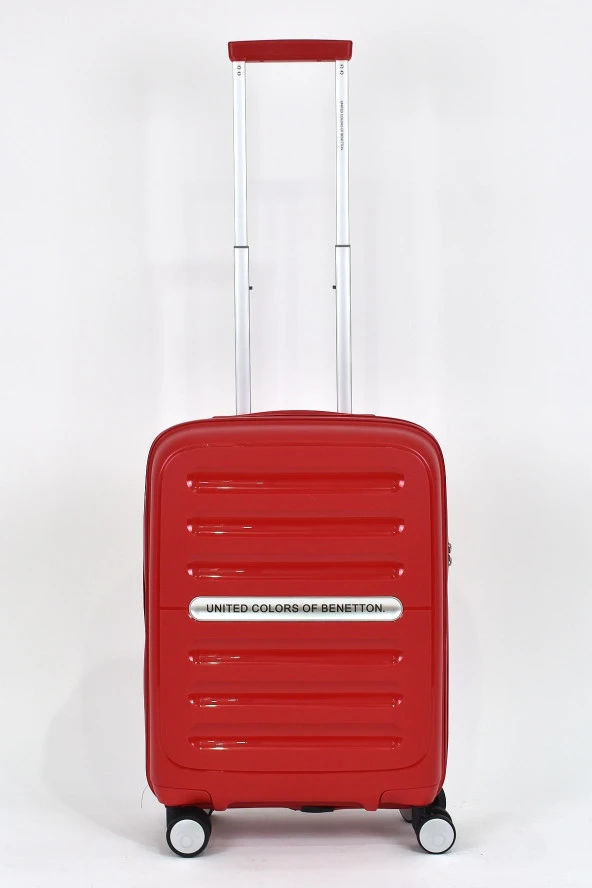 United Colors Of Benetton Kırılmaz Polipropilen 2'li Valiz Seti Büyük Boy - Kabin Boy Kırmızı BNT1000 - Resim 4