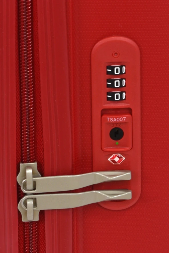 United Colors Of Benetton Kırılmaz Polipropilen 2'li Valiz Seti Büyük Boy - Kabin Boy Kırmızı BNT1000 - Resim 7