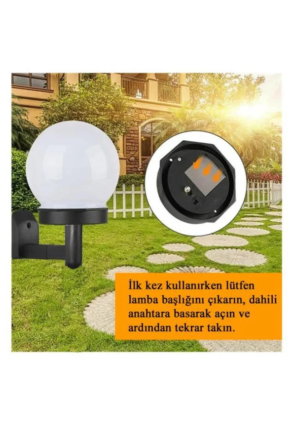 Şahnet Solar Bahçe Lambası Beyaz - Güneş Enerjili Duvar Armatür (3 Adet) - 4