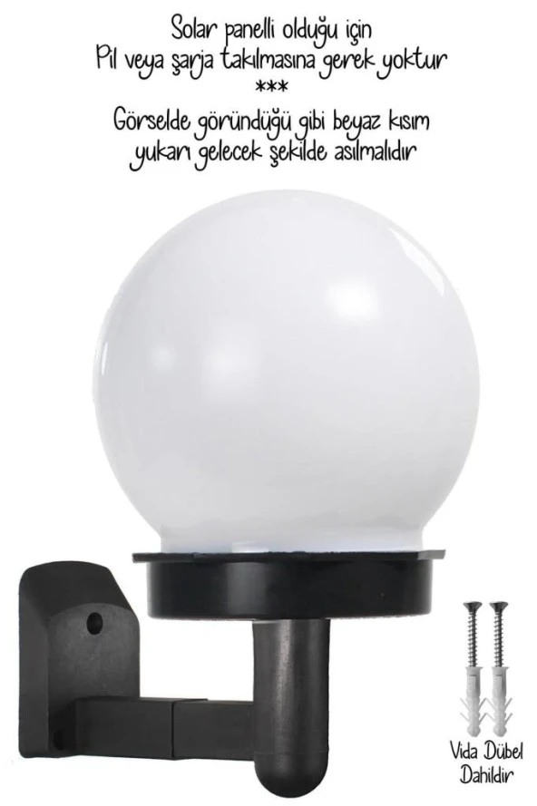 Şahnet Solar Bahçe Lambası Beyaz - Güneş Enerjili Duvar Armatür (3 Adet) - 8