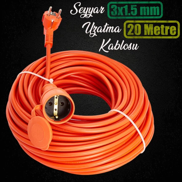 Seyyar Uzatma Kablosu 3x1.5 mm 20 Metre