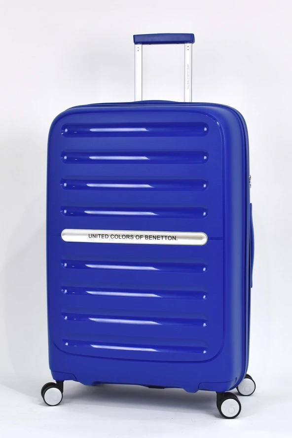 United Colors Of Benetton Kırılmaz Polipropilen 2'li Valiz Seti Büyük Boy - Orta Boy Mavi BNT1000 - Resim 3