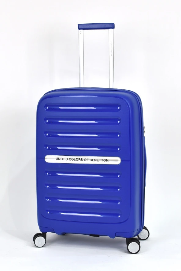 United Colors Of Benetton Kırılmaz Polipropilen 2'li Valiz Seti Büyük Boy - Orta Boy Mavi BNT1000 - Resim 5
