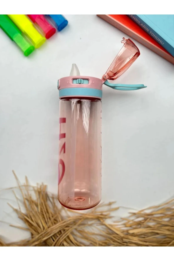 H2O Polikarbon Matara Pipetli 800 ml Pembe Renk - Resim 2