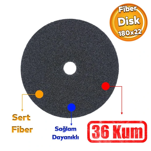 Sonnenflex Fiber Disk Zımpara 180x22 mm 36 Kum Aşındırıcı Taşlama Zımparalama Metal Ahşap Yüzey