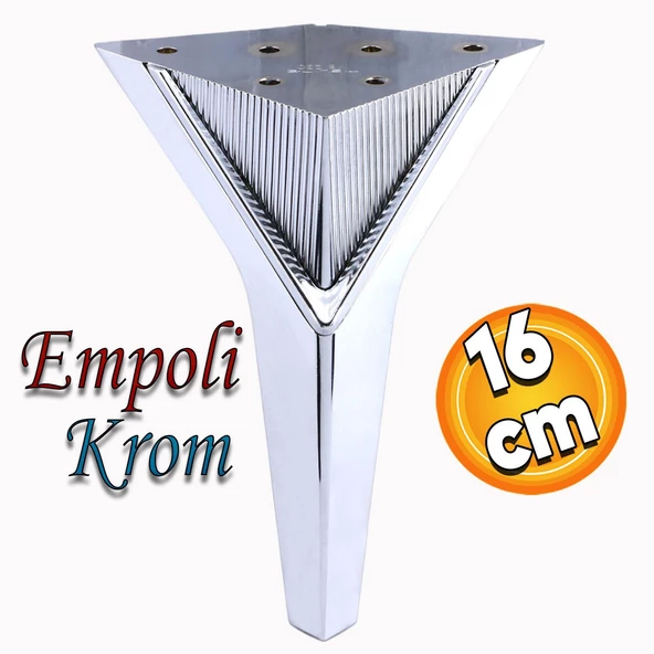 Empoli Lüks Mobilya Oturma Yükseltici Kanepe Sehpa TV Ünite Koltuk Ayağı Baza Ayakları Krom 16 cm ürün görseli