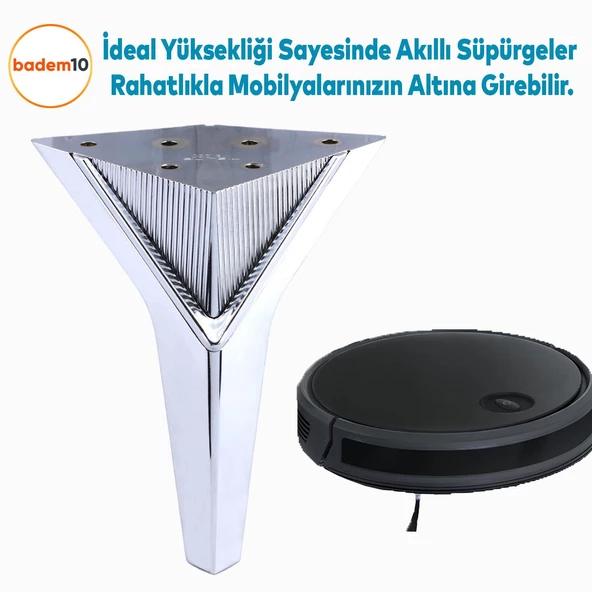 Empoli Lüks Mobilya Oturma Yükseltici Kanepe Sehpa TV Ünite Koltuk Ayağı Baza Ayakları Krom 16 cm - Resim 5