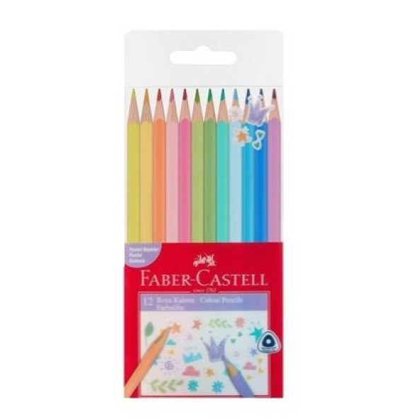 Faber-Castell Üçgen Kuru Boya Kalemi 12 Pastel Renk