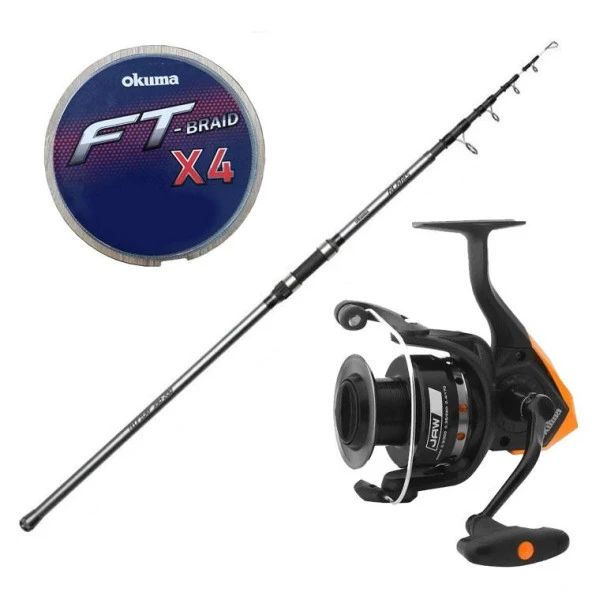 YekOutdoor Hazır Olta Seti Okuma Alaris Tele Surf 420 cm 100-200 gr Surf Kamışı&Okuma JAW-55 3+1BB Olta Makinesi