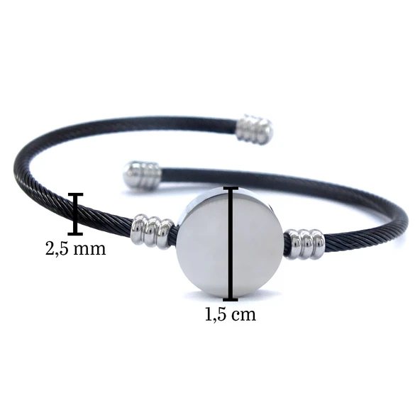 316L Çelik Siyah Erkek Bileklik EBLK-360 - Resim 3