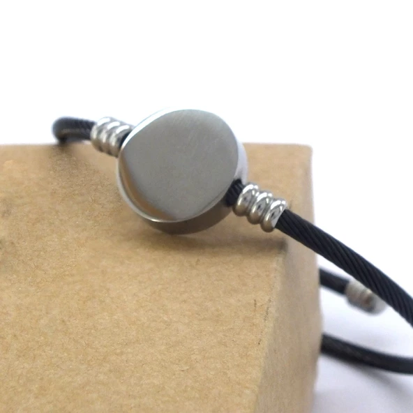 316L Çelik Siyah Erkek Bileklik EBLK-360 - Resim 4