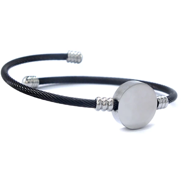 316L Çelik Siyah Erkek Bileklik EBLK-360 - Resim 5