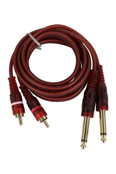 Lastvoice RCA-635-5M RCA to 2x6.35mm Jack Aux Ses Bağlantı Jak Kablosu 5 Metre