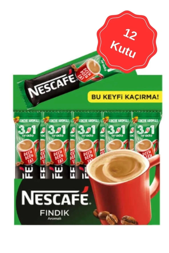 Nescafe 3ü 1 Arada Fındık Aromalı Çözünür Kahve 17G (48Li x 12 Kutu)