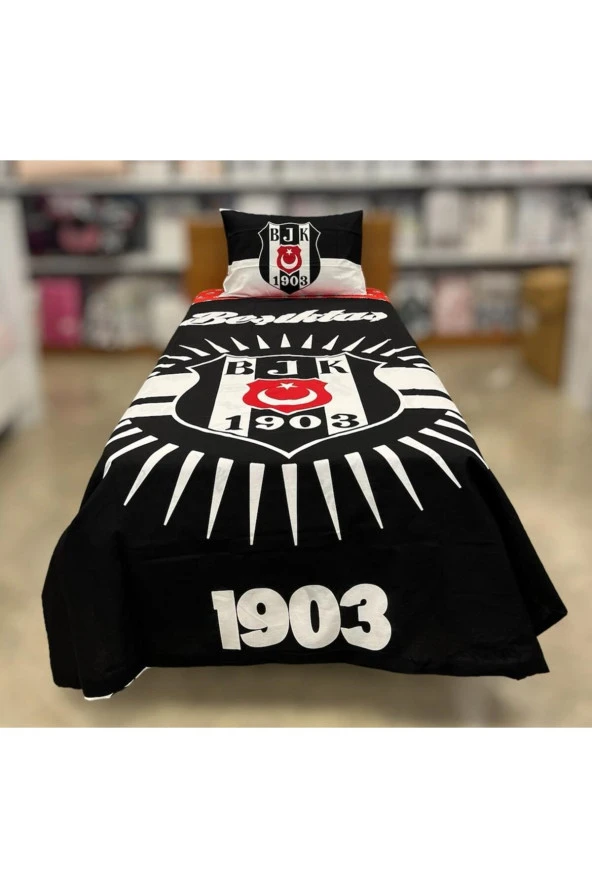 Outlet Lisanslı Beşiktaş 1903  Tek Kişilik Nevresim Takımı 160 x 220