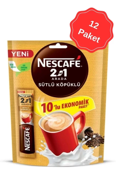 Nescafe 2si 1 Arada Sütlü Köpüklü Kahve 10G (10 Lu x 12 Paket)