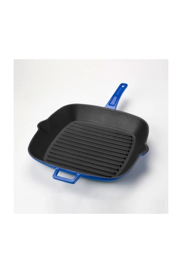 Grill Tava 26*32 Metal Saplı Mavi