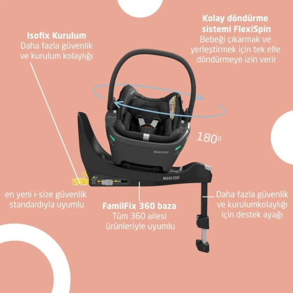 Maxi-Cosi Soho-Coral 360 Modüler Ana Kucaklı Ultra Kompakt  Seyahat Sistem Bebek Arabası Essential Green - 8