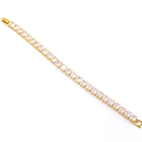 Su Yolu Bileklik Çelik Altın Kaplama Baget Taşlı BLK-953 - Resim 5