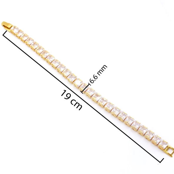 Su Yolu Bileklik Çelik Altın Kaplama Baget Taşlı BLK-953 - Resim 6