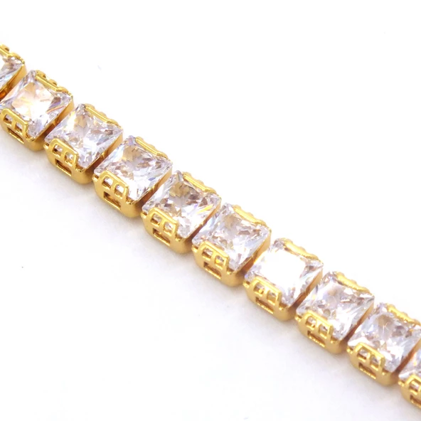 Su Yolu Bileklik Çelik Altın Kaplama Baget Taşlı BLK-953 - Resim 4