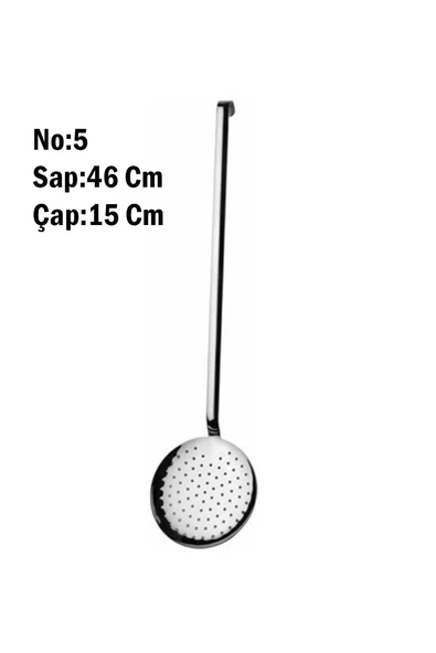 Güren 304 Çelik  Sanayi Tipi Kevgir No:5 - 15 cm Çap*46 cm Sap ürün görseli 1