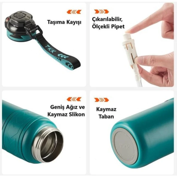Tkk Çelik Termos 900 Ml T2025 Turkuaz - 3