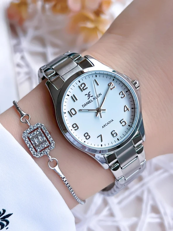 Daniel Klein Çelik Kordon 30 Mt Suya Dayanıklı Gümüş Renk Kadın Kol Saati+Bileklik NSDKE.1.13561-1 - Resim 2