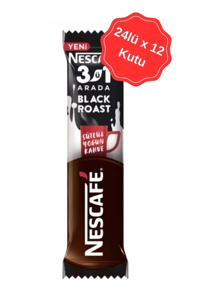 Nescafe 3ü 1 Arada Black Roast Çözünür Kahve 15G (24 Lü x 12 Paket)