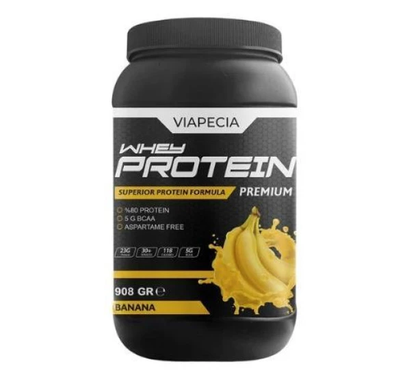 Viapecia Whey Protein Muz Aromalı Yüksek Proteinli 908 Gr Premium - Viapecia Pro Menmax HEDİYE