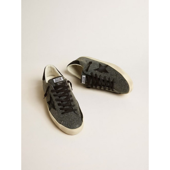 Golden Goose Super-Star in black Swarovski crystals with black suede star - 6