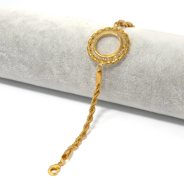 Çeyrekli Çerçeve Bileklik Altın Kaplama Burgu Model Kelepçe BLK-684 ürün görseli