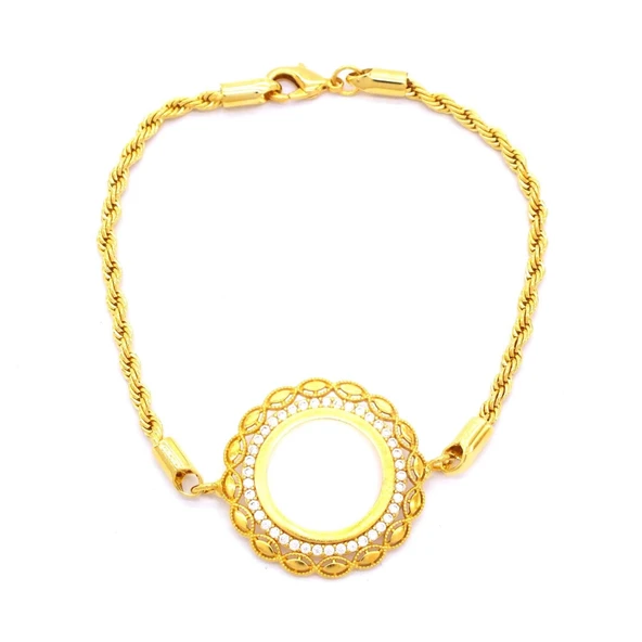 Çeyrekli Çerçeve Bileklik Altın Kaplama Burgu Model Kelepçe BLK-684 - Resim 2