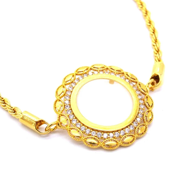 Çeyrekli Çerçeve Bileklik Altın Kaplama Burgu Model Kelepçe BLK-684 - Resim 4