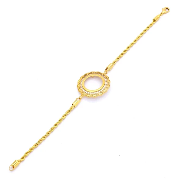 Çeyrekli Çerçeve Bileklik Altın Kaplama Burgu Model Kelepçe BLK-684 - Resim 3