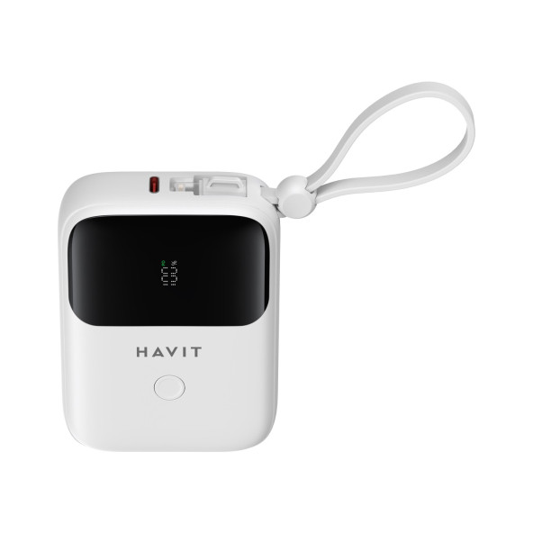 Havit PB5215 Type-C ve Lightning Kablo 10.000 Mah LED Göstegeli Powerbank Beyaz - 2