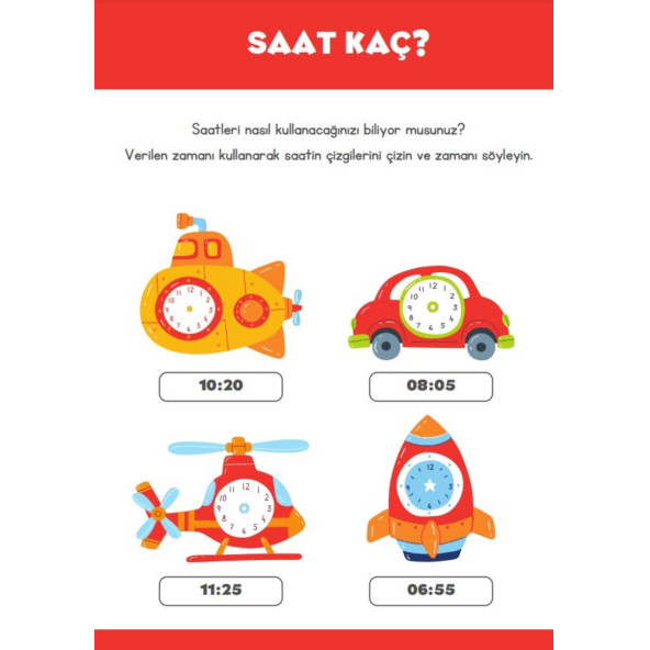 Saatleri Öğreniyorum YAZ-SİL Kitabı (YAZ-SİL Kalem Hediyeli) - 3
