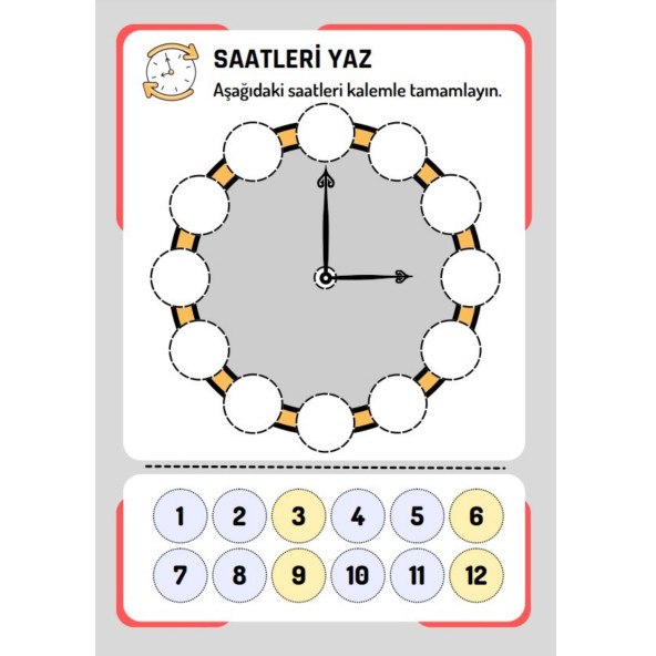 Saatleri Öğreniyorum YAZ-SİL Kitabı (YAZ-SİL Kalem Hediyeli) - 5