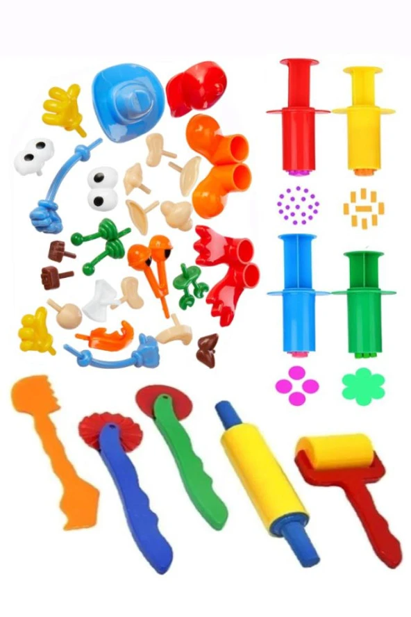Oyun Hamuru Oyuncak Merdane Silindir Kesici Şekiller Kalıp Enjektör Seti 1 Paket Okul Öncesi Kreş Anasınıfı Etkinlik