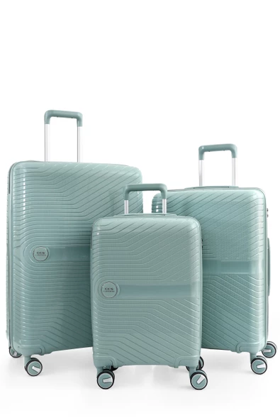 CCS LONDON 3 LÜ Kırılmaz Mavi Valiz Set