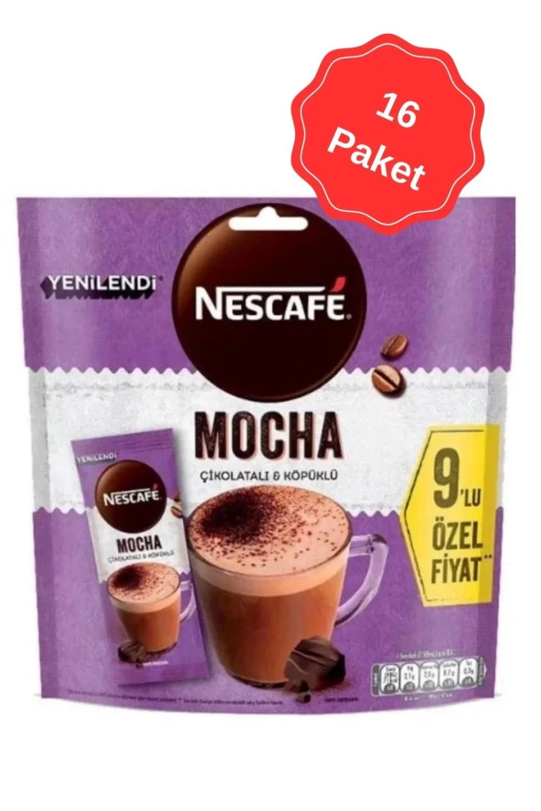 Nescafe Mocha Çikolatalı ve Köpüklü 17G (9Lu x 16 Adet)
