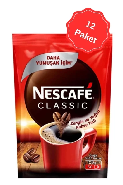 Nescafe Classic Çözünebilir Kahve Ekopaket 100G x 12 Adet