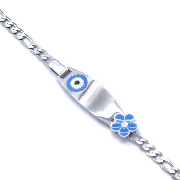 Bebek Bileklik Çelik Mavi Nazar Boncuklu BLK-964 - 3